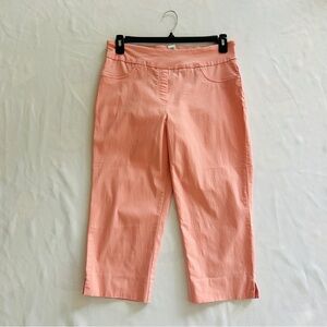 NWT Sz. 14 Large Ruby Road Salmon Coral Pink Capri Pants Rayon Summer Spring